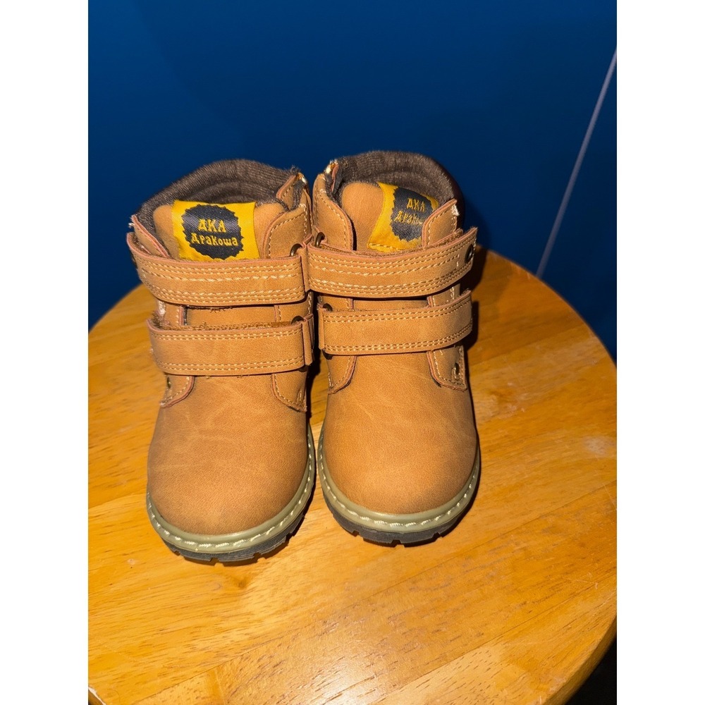 AKA Drakosha Toddler Boys Tan Work Boots Side Zip Hook Loop Size 25 EU